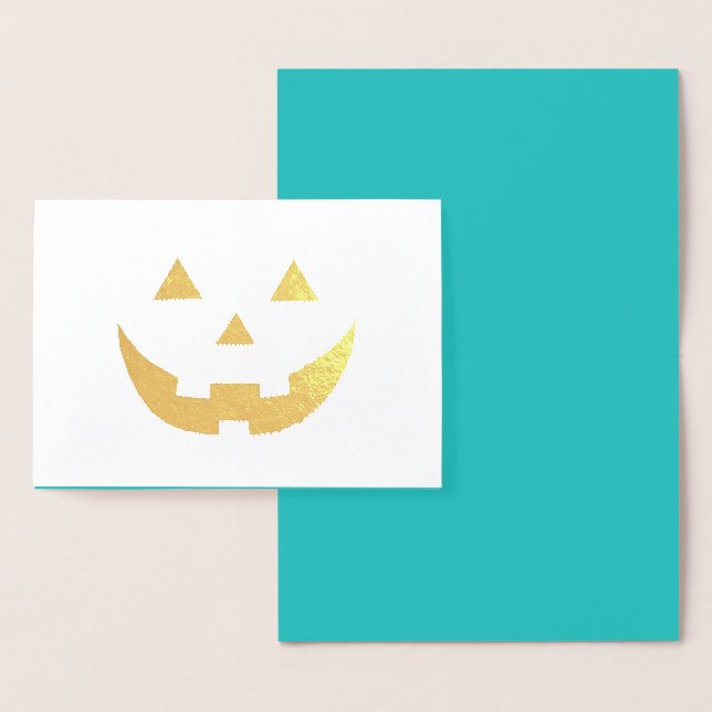 Cute teal jack o lantern lustig Halloween Folierat Kort (Display)