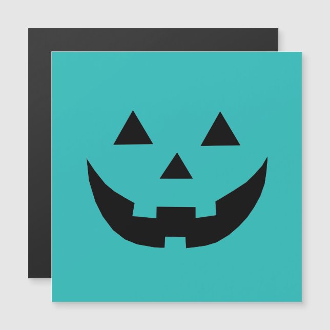 Cute teal jack o lantern lustig Halloween Magnetisk Inbjudningskort (Fram/baksida)
