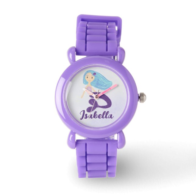 Cute Teal & Lila Sjöjungfru Princess i Pastel Armbandsur (Framsida)