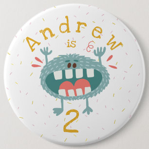 Cute Teal Monster Birthday Knapp