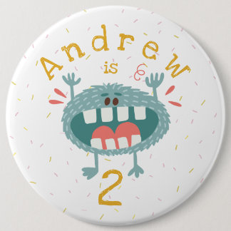Cute Teal Monster Birthday Knapp