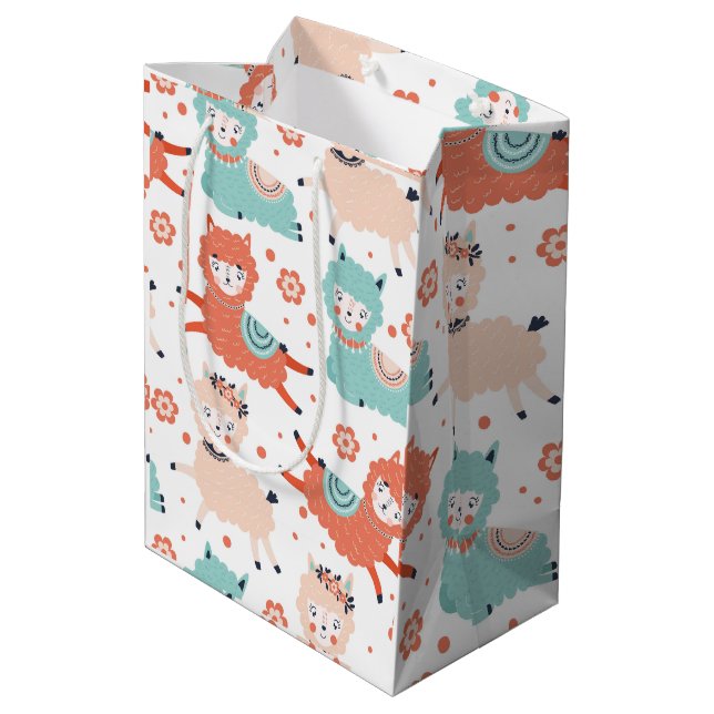 Cute Teal Orange  Llama Boho Gift Kids (Baksidan Vinklad)