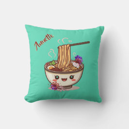 Cute teal Ramen Bowl Floral Kudde
