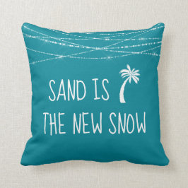 Cute Teal #Tropical Sand är New Snö Handflatan Trä Kudde