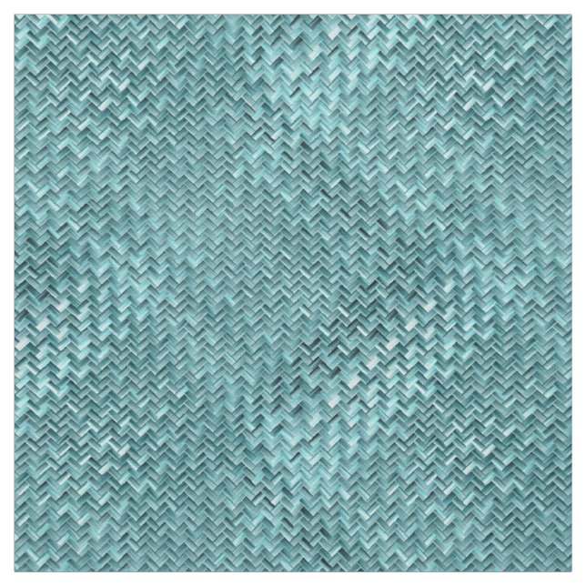 Cute Teal Turcos Blue Faux Rattan Weave Mönster Tyg (Provkarta)