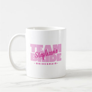 Cute Team Bride Bridesmaid Namn Bröllop Rosa Retro Kaffemugg