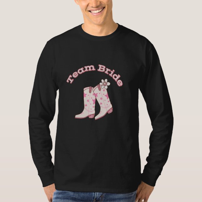 Cute Team Bride daisy cowboy boot western bachelor T Shirt (Framsida)