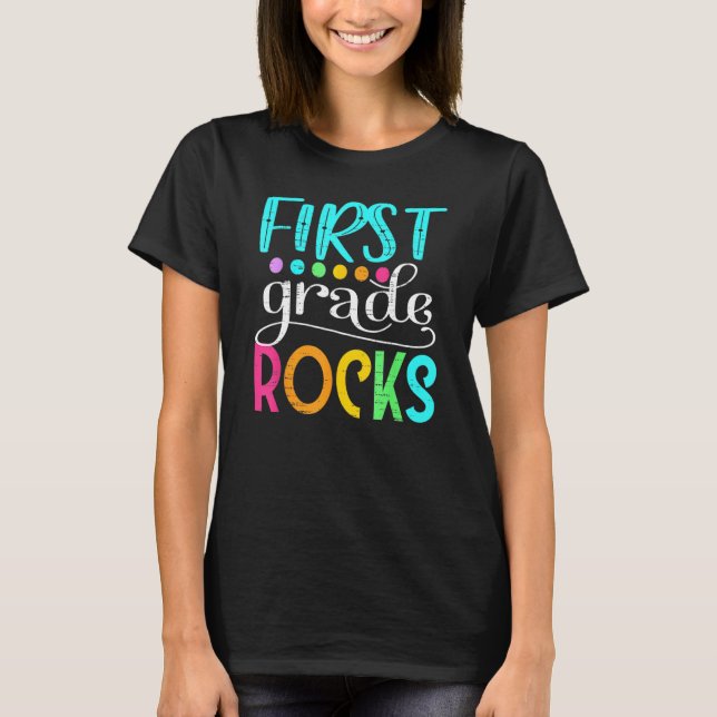 Cute Team First Grade Hello 1st Grade Rocks Back T T Shirt (Framsida)