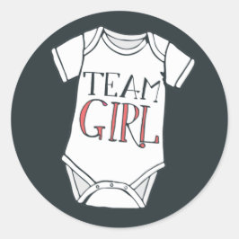 Cute Team Girl Gender Reveal Sticker Runt Klistermärke