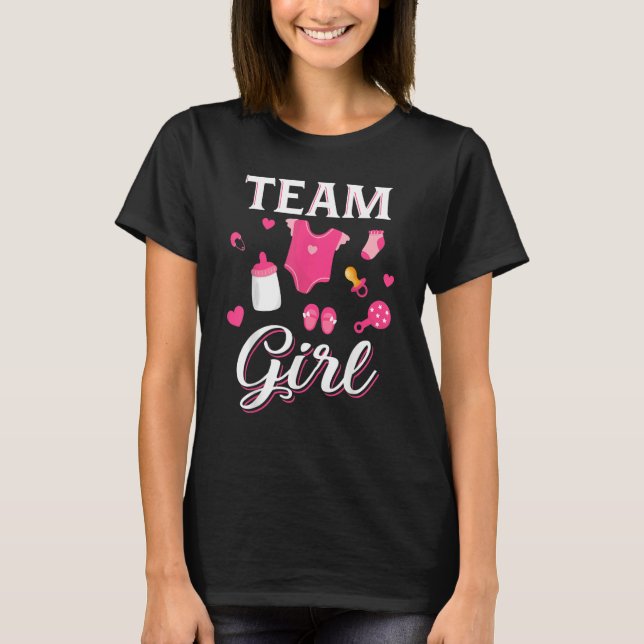 Cute Team Girl  Gender Reveal  Team Pink T Shirt (Framsida)