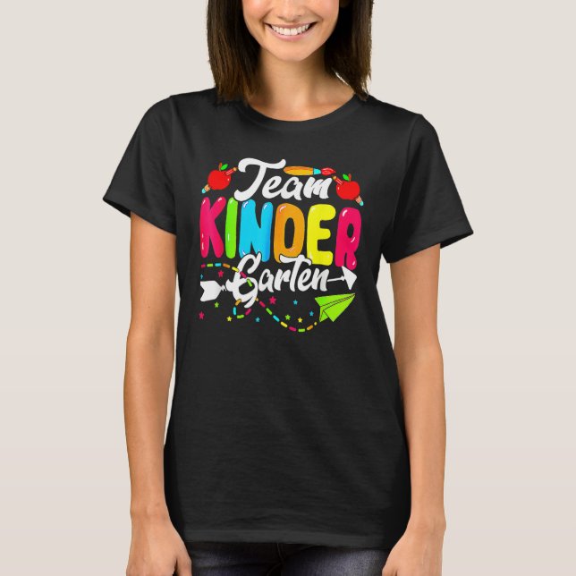Cute Team Kindergarten Happy Back To School Teache T Shirt (Framsida)