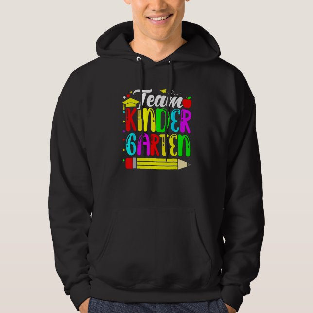 Cute Team Kindergarten Pencil Back To School Teach Hoodie (Framsida)