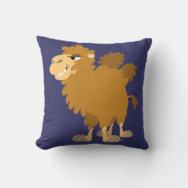 Cute Tecknad 2-Humped Camel Pillow Kudde (Framsida)
