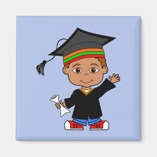 Cute Tecknad African American Student Magnet