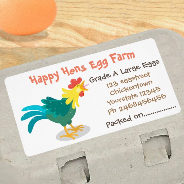 Cute-tecknad-äggkartong för lustiga kycklingar fraktsedel (Something to crow about! these cute egg carton labels will get your product noticed!)
