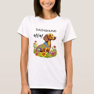 Cute Tecknad AI Dachshund Mamma T Shirt