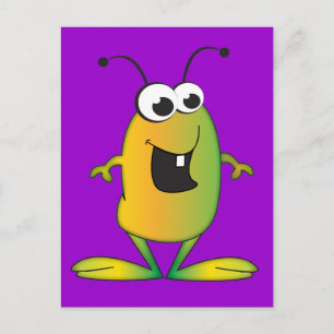 Cute Tecknad Alien Vykort