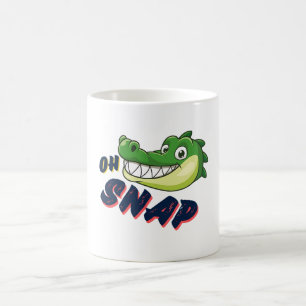 Cute Tecknad Alligator Snappy Oh Snap Funny Soutin Kaffemugg