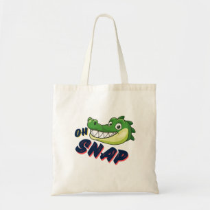 Cute Tecknad Alligator Snappy Oh Snap Funny Soutin Tygkasse