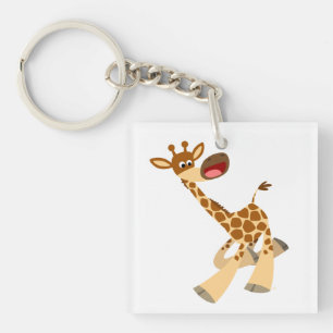 Cute Tecknad Ambling Giraffe Acrylic Keychain