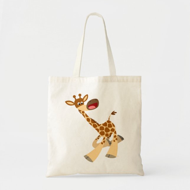 Cute Tecknad Ambling Giraffe Bag Tygkasse (Framsidan)