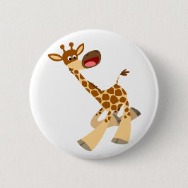 Cute Tecknad Ambling Giraffe Button Badge Knapp