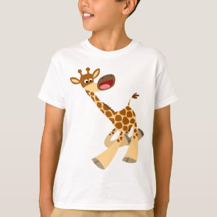 Cute Tecknad Ambling Giraffe Children T-Shirt