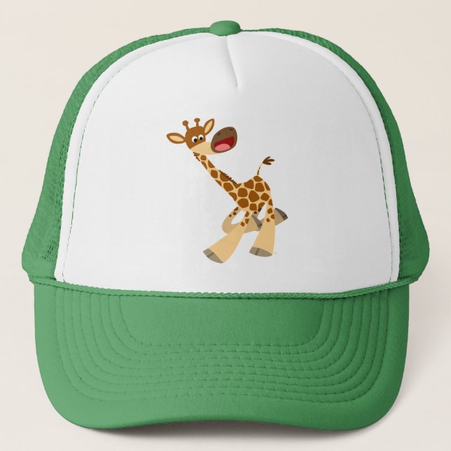 Cute Tecknad Ambling Giraffe Hat Keps (Framsida)