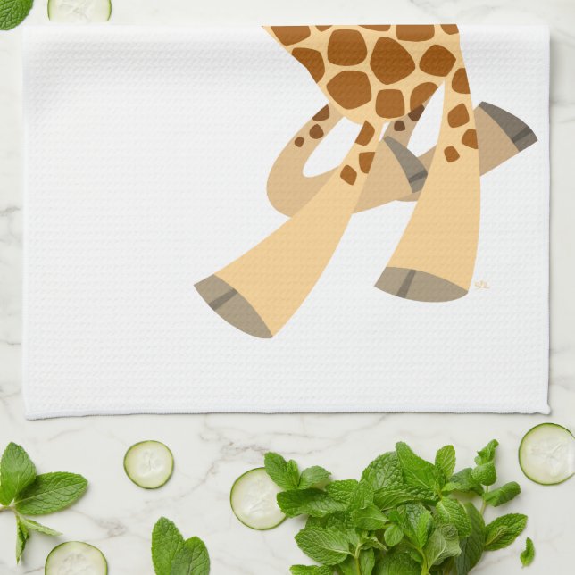 Cute Tecknad Ambling Giraffe Kitchen Towel Kökshandduk (Vikta)