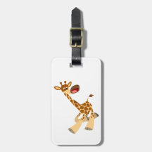 Cute Tecknad Ambling Giraffe Luggage Tag