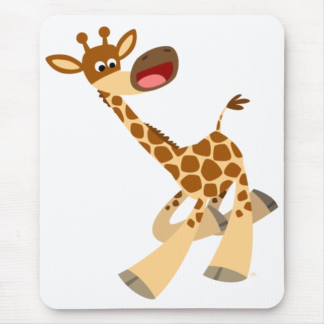 Cute Tecknad Ambling Giraffe Mousepad Musmatta (Framsidan)