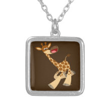 Cute Tecknad Ambling Giraffe Necklace