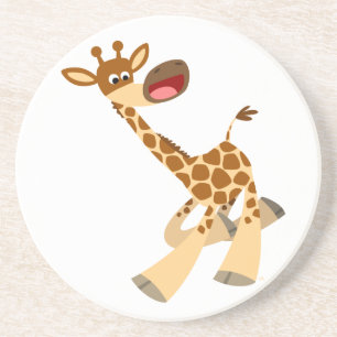 Cute Tecknad Ambling Giraffe Underlägg Sandsten