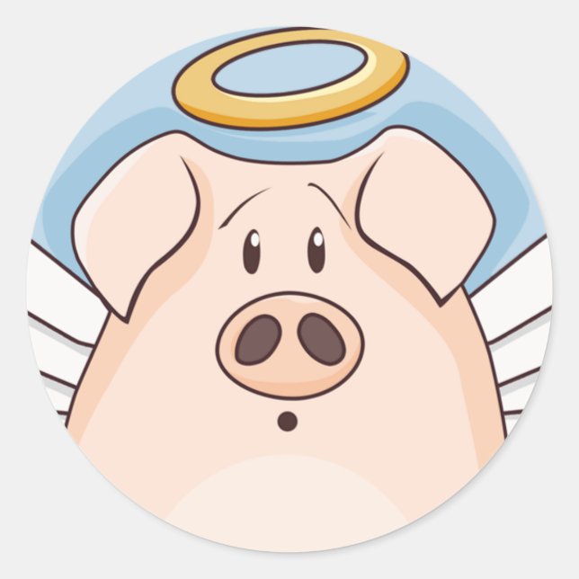 Cute Tecknad Angel Gris Runt Klistermärke (Framsida)
