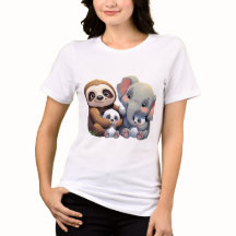 Cute Tecknad Animal Mammor T-Shirt - Mor