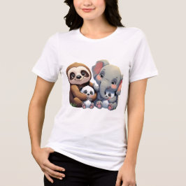 Cute Tecknad Animal Mammor T-Shirt - Mor