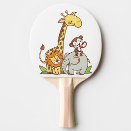 Cute Tecknad Animals - Giraffe, Lejon och apa Pingisracket