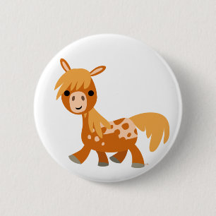 Cute Tecknad Appaloosa Pony Button Badge Knapp