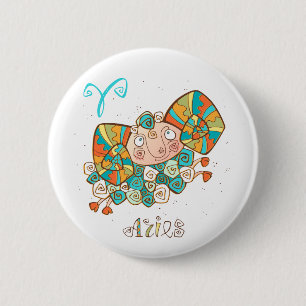Cute Tecknad Aries Knapp