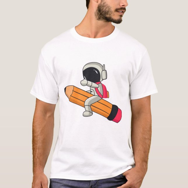 Cute Tecknad Astronaut T-Shirt - Roligt (Framsida)
