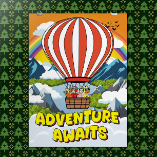 Cute Tecknad Äventyr inväntar inspirationsofferten Poster