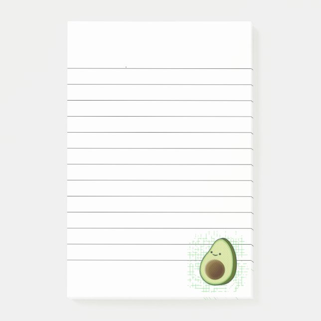 Cute Tecknad Avocado Disted Background Lear Post-it Block (Framsida)