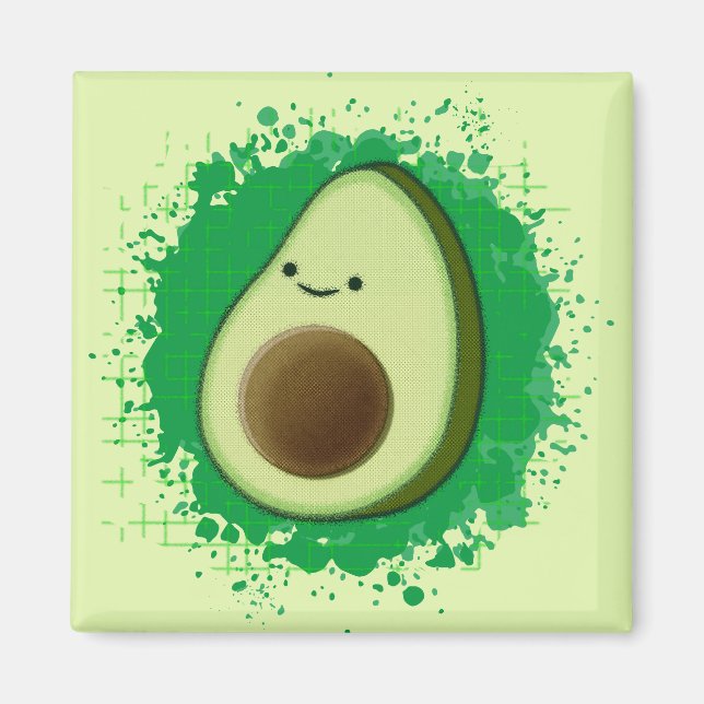 Cute Tecknad Avocado Magnet (Framsidan)