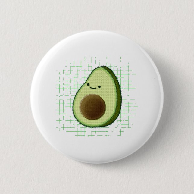 Cute Tecknad Avocado på nedtryckt bakgrund Knapp (Framsida)