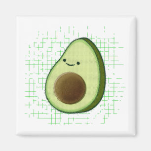 Cute Tecknad Avocado på nedtryckt bakgrund Magnet