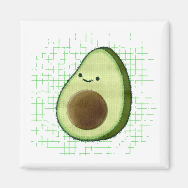 Cute Tecknad Avocado på nedtryckt bakgrund Magnet (Framsidan)