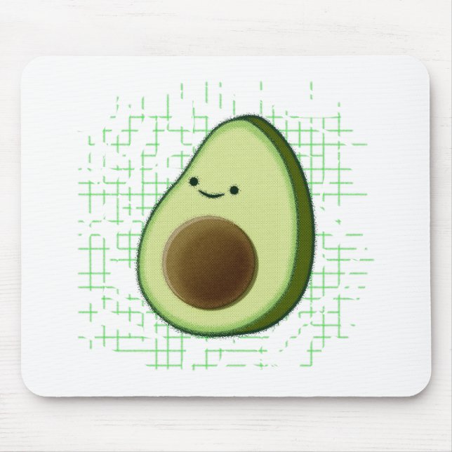 Cute Tecknad Avocado på nedtryckt bakgrund Musmatta (Framsidan)