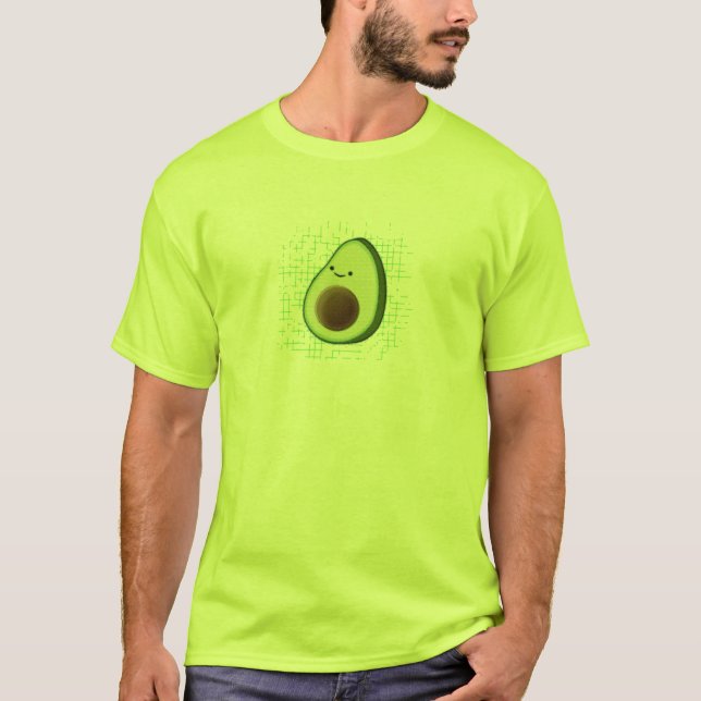 Cute Tecknad Avocado på nedtryckt bakgrund T Shirt (Framsida)
