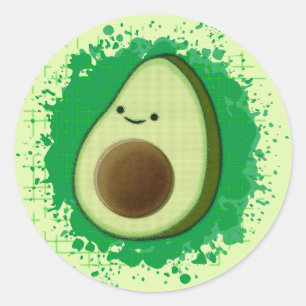 Cute Tecknad Avocado Runt Klistermärke