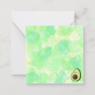 Cute Tecknad Avocado Watercolor Background Anteckningskort